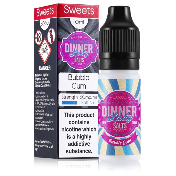 Bubble Gum 10ml Nic Salt E-Liquid by Dinner Lady 20mg